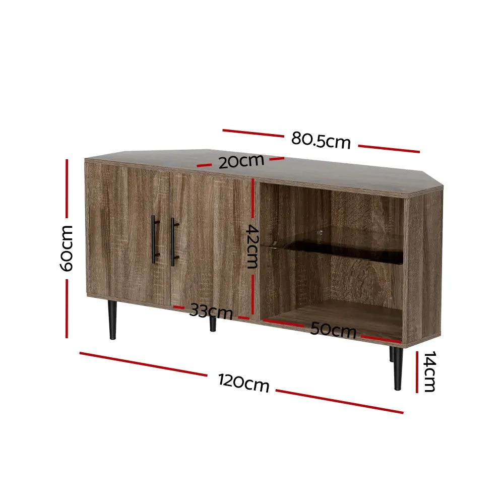 Corner Entertainment Unit Stand TV Cabinet Open Storage Shelf 120CM Price