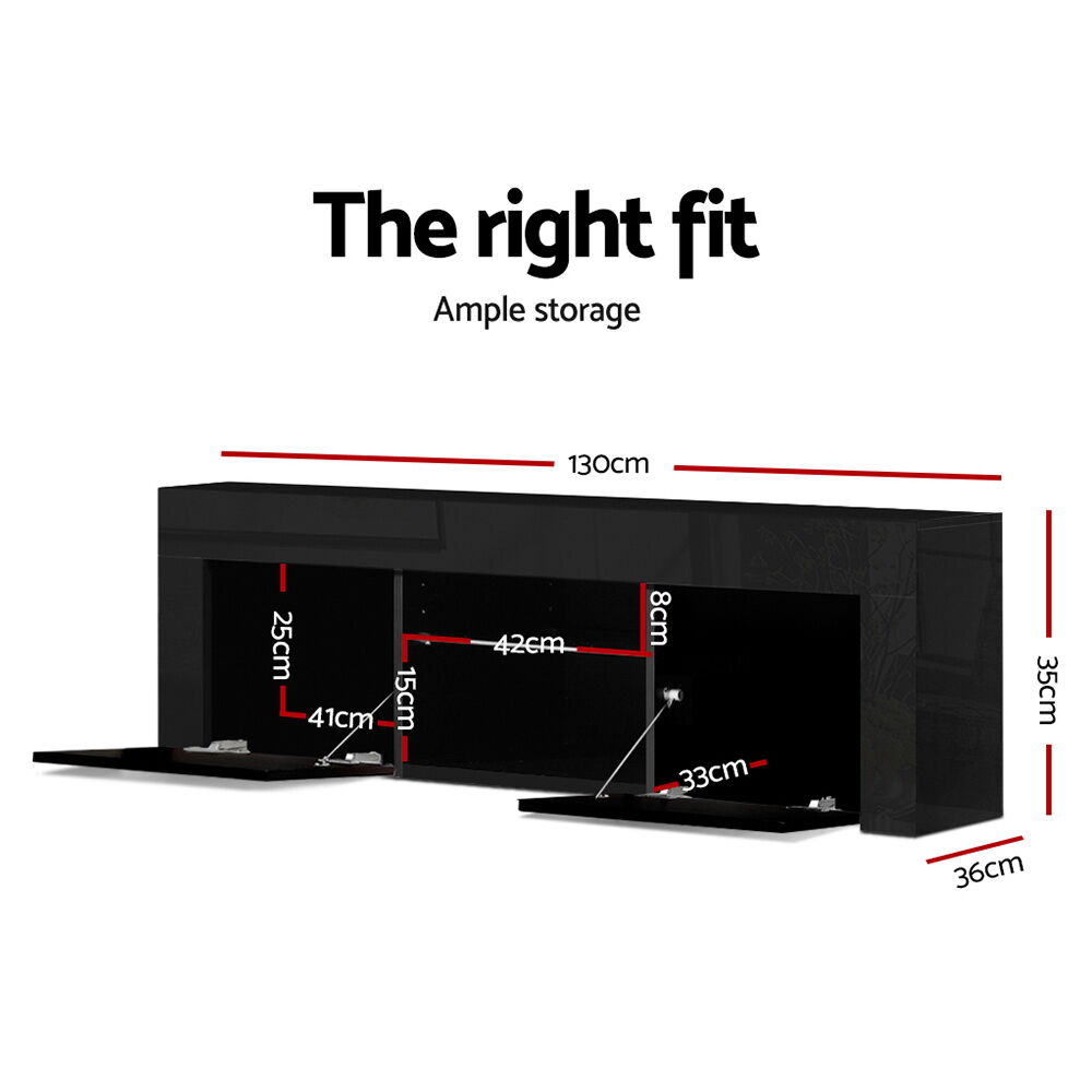 Artiss Entertainment Unit TV Cabinet LED 130cm Black Angus Price
