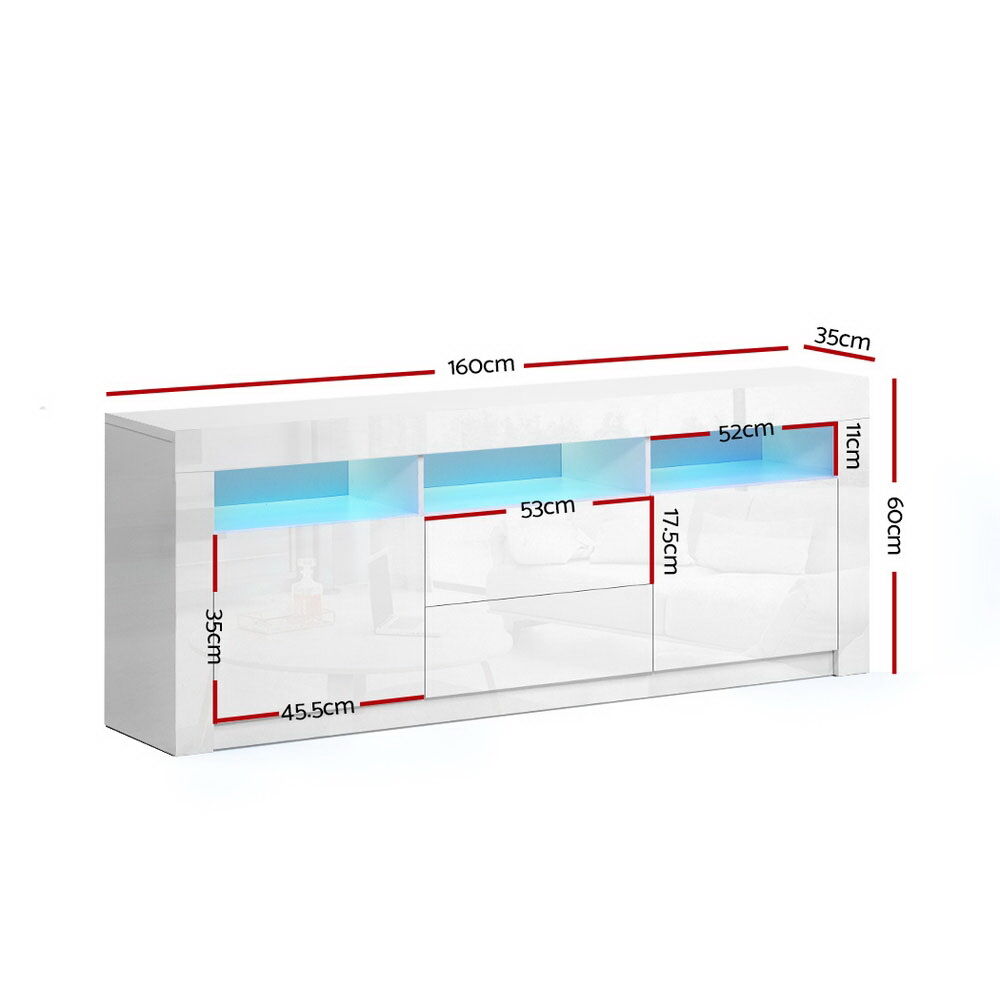 Artiss Entertainment Unit TV Cabinet LED 160cm White Anna Price