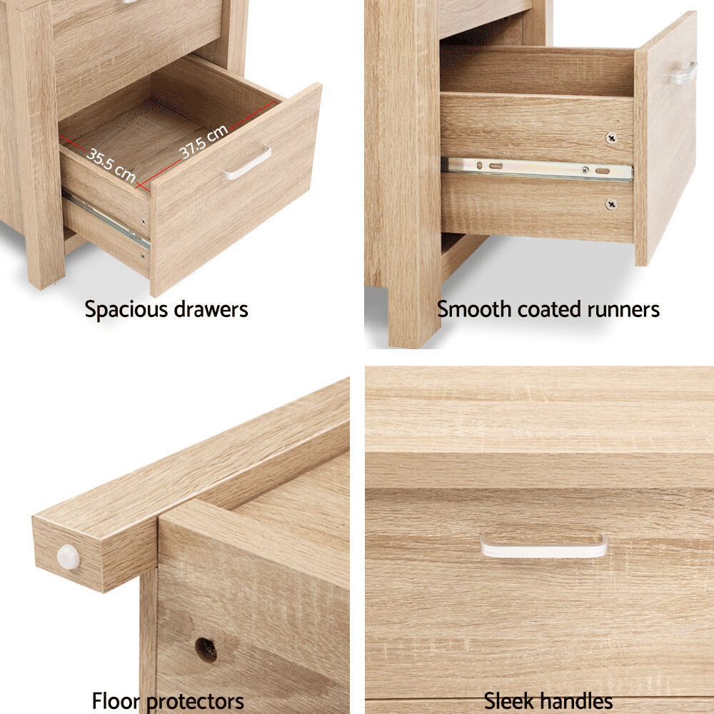 Bedside Table 2 Drawers - MAXI Pine Price