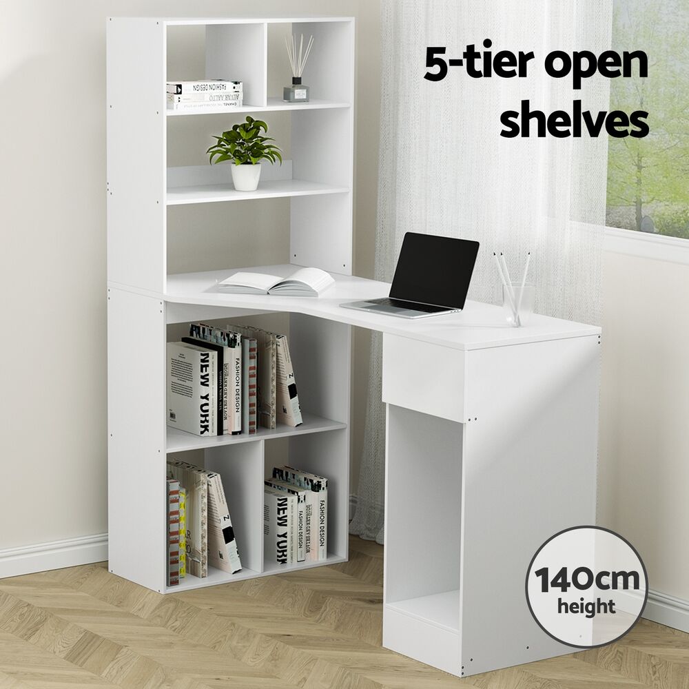 Computer Desk Bookshelf Drawer Cabinet White 120CM Price