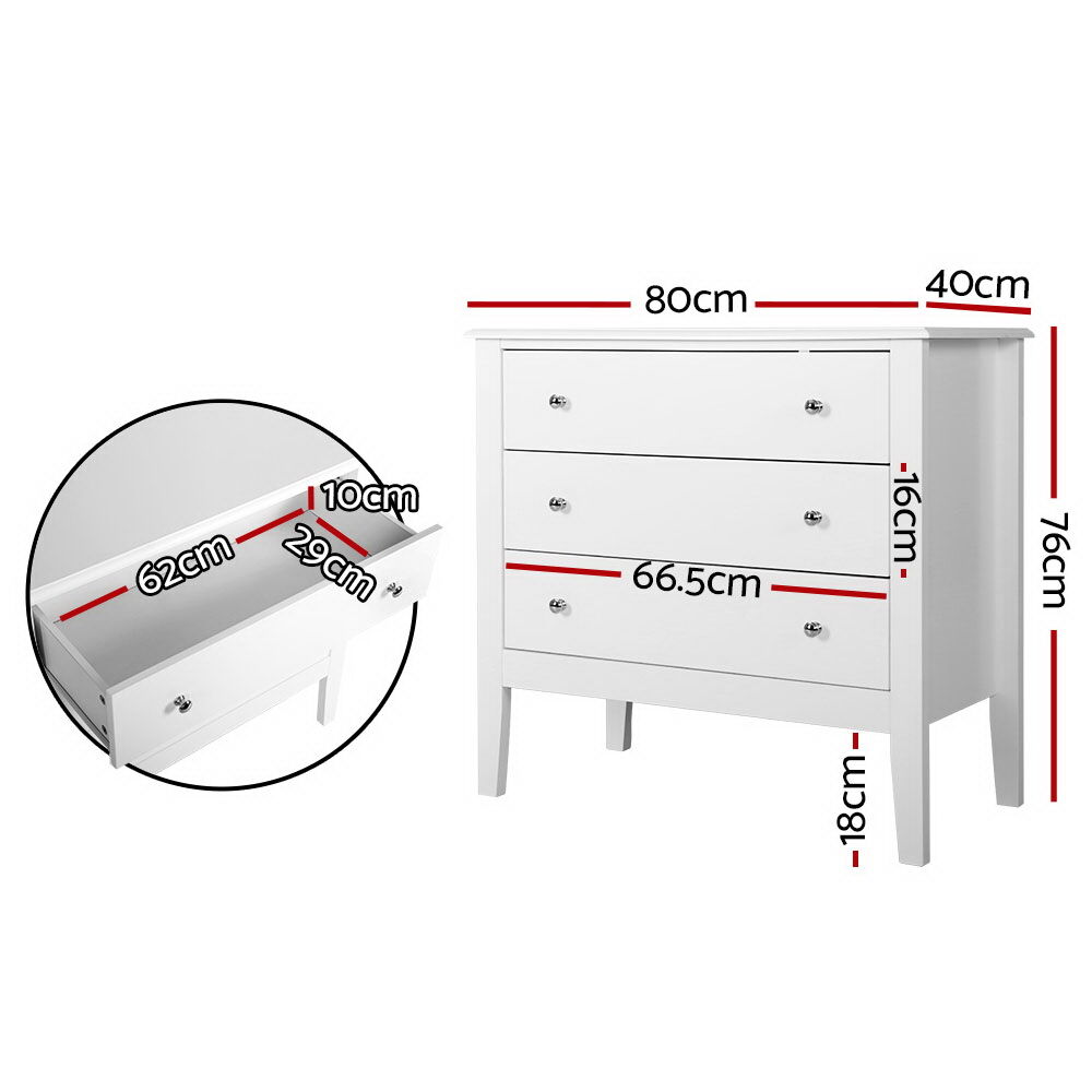 3 Chest of Drawers - BRITTANY White Price