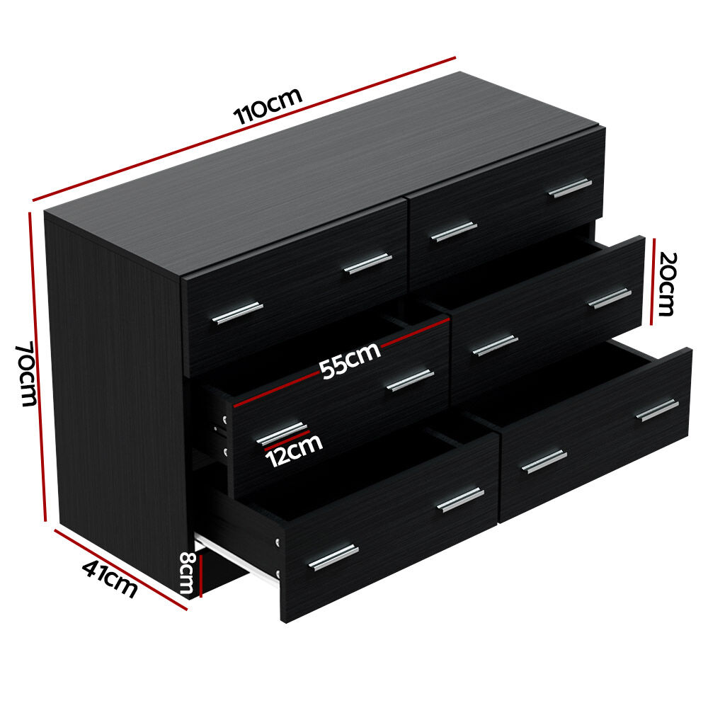 Artiss 6 Chest of Drawers - VEDA Black Price