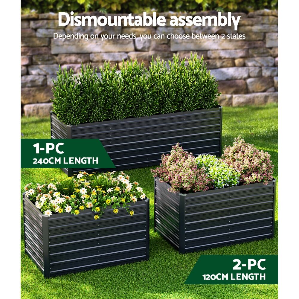 Green Fingers Garden Bed 240x80x77cm Planter Box Raised Container Galvanised Herb Price