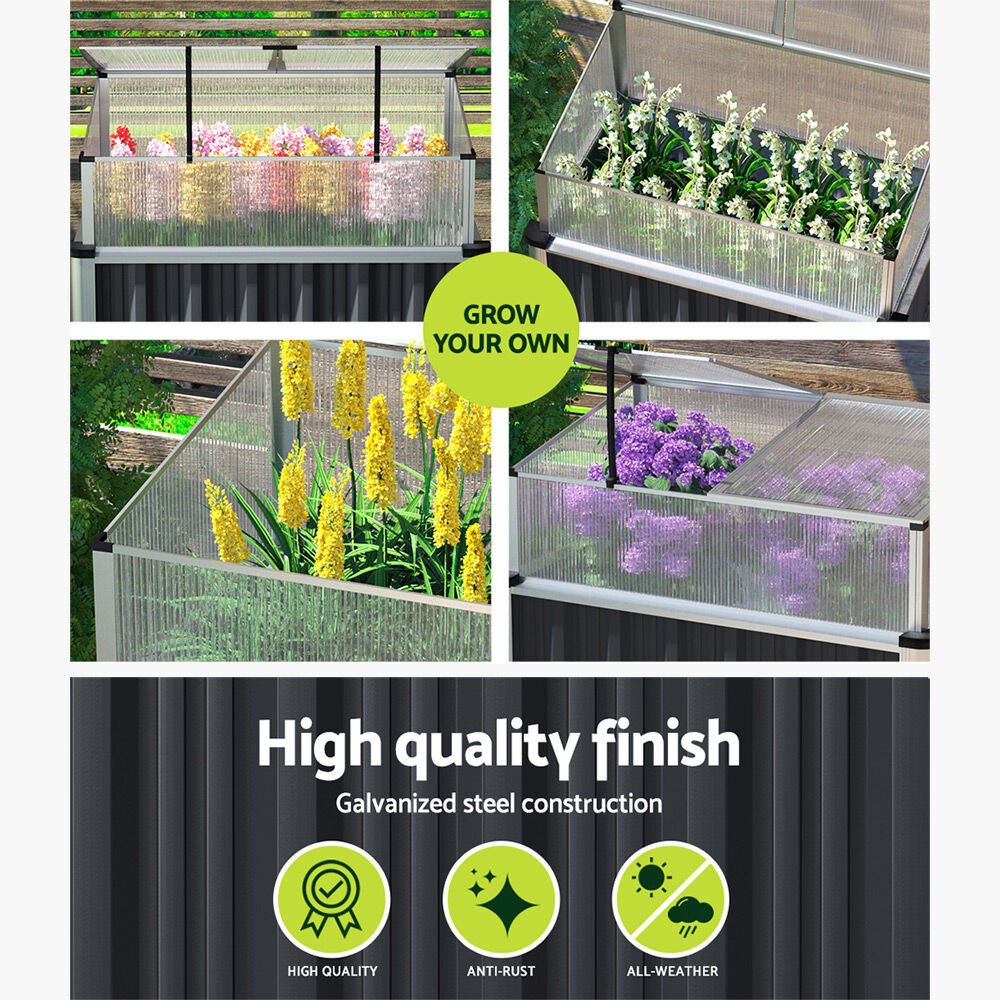 Green Fingers Garden Bed 80x49x74cm Greenhouse Planter Box Raised Galvanised Herb Price