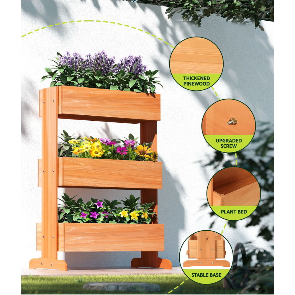 Green Fingers Garden Bed Elevated 69x39x106cm Wooden Planter Box Container Herb Price