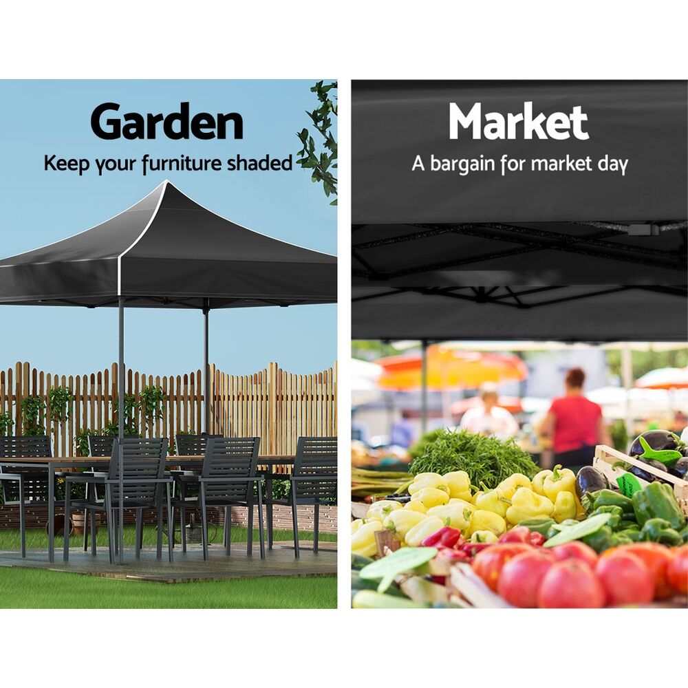 Instahut Gazebo Pop Up Marquee 3x3m Folding Tent Wedding Outdoor Camping Canopy Gazebos Shade Black Price