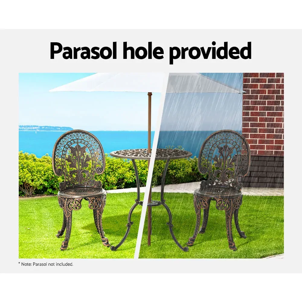 Gardeon 3PC Patio Furniture Outdoor Bistro Set Dining Chairs Aluminium Bronze Price