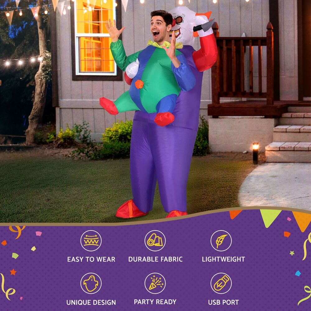 Inflatable Clown Costume Adult Suit Blow Up Party Fancy Dress Halloween Cosplay Price