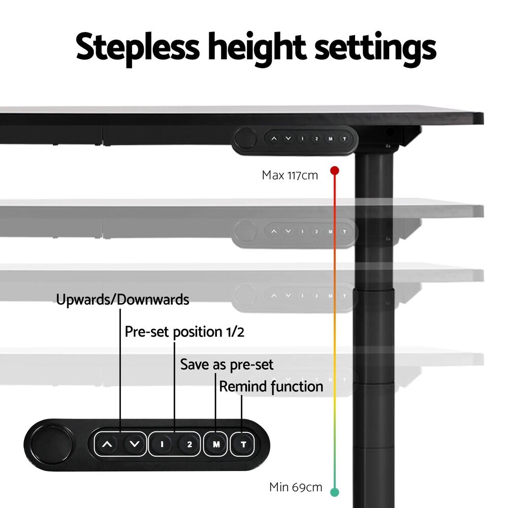 Standing Desk Sit Stand Motorised Adjustable Frame Only Dual Motor Black Price