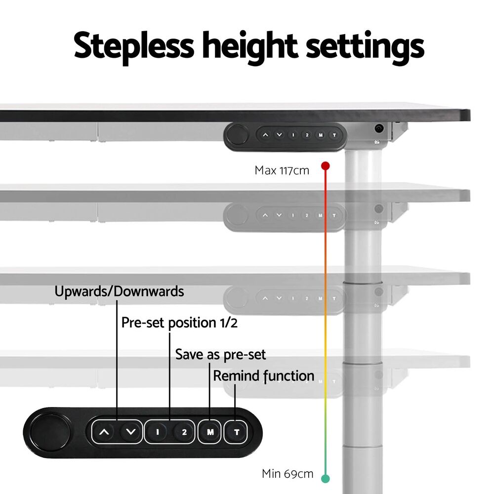 Standing Desk Sit Stand Motorised Adjustable Frame Only Dual Motor White Price