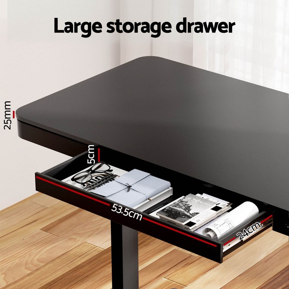 Standing Desk Motorised Electric Dual Motor Drawer 120CM Black Price