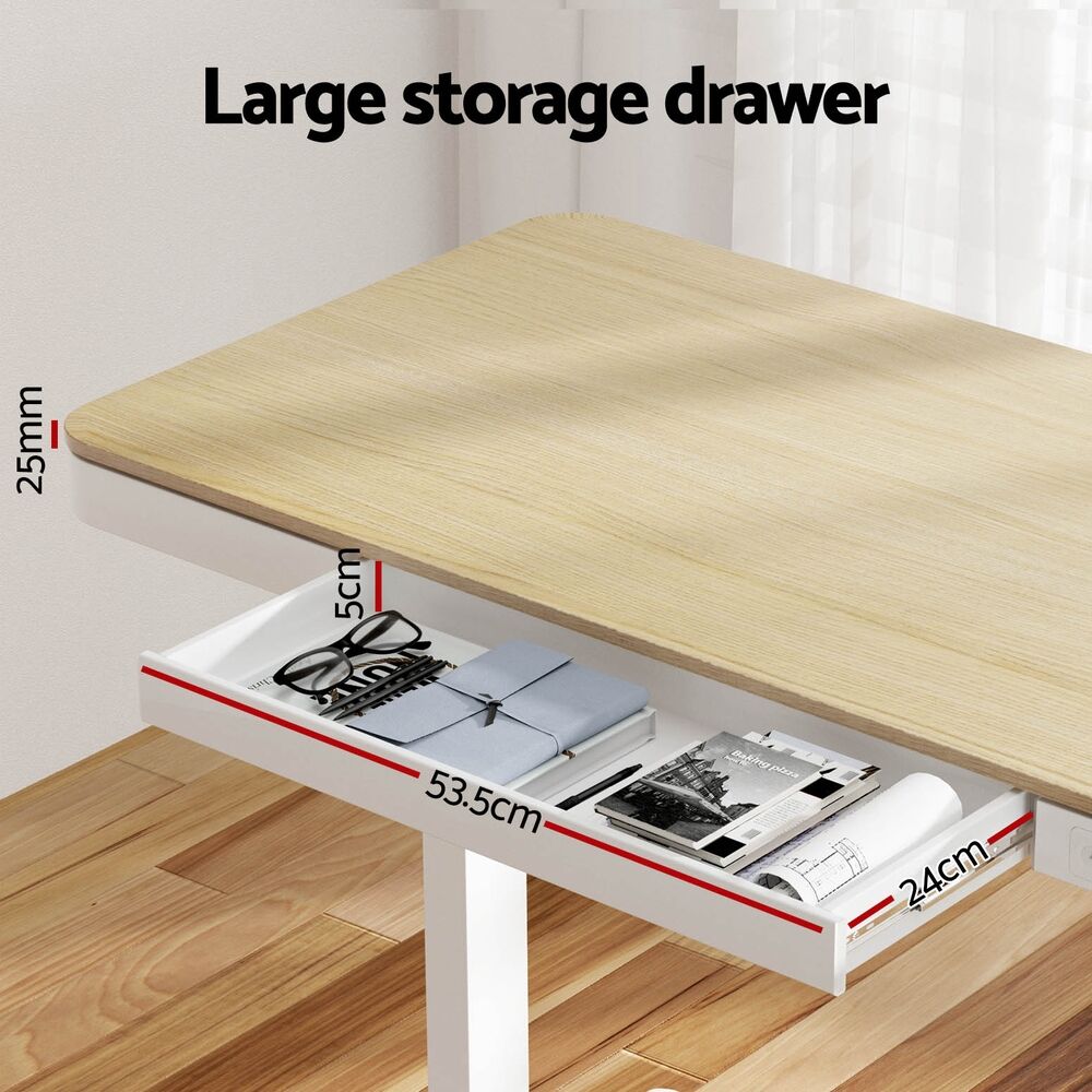 Standing Desk Motorised Electric Dual Motor Draw 120CM Oak Price