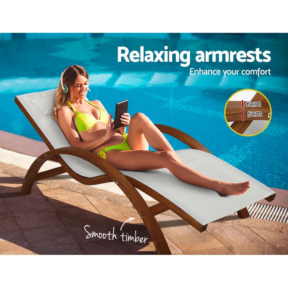 Gardeon Sun Lounge Outdoor Furniture Timber Armchair Wooden Stand Price