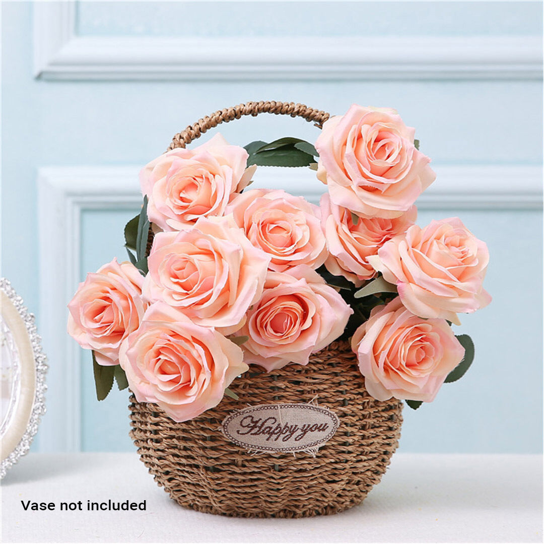 4 bunch artificial silk rose 9 heads flower fake bridal bouquet table decor champion Price