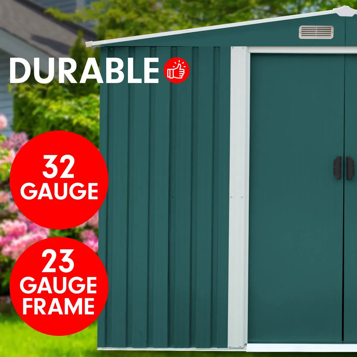 Garden Shed Spire Roof Outdoor Storage Shelter - Grey Price