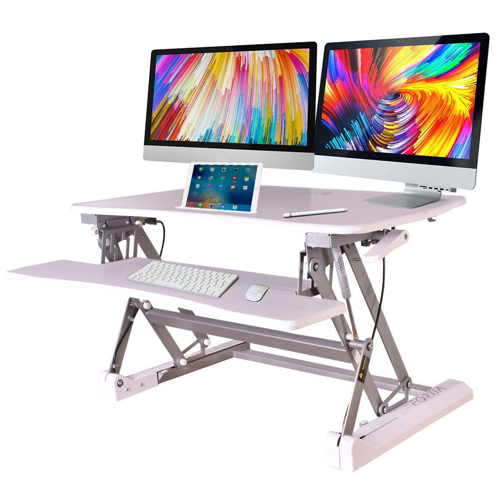 FORTIA Height Adjustable Standing Desk Riser Sit/Stand Computer Desktop Office. Price