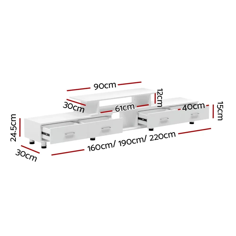 Crawley TV Cabinet Entertainment Unit Stand Wooden 160CM To 220CM Lowline Storage Drawers Price