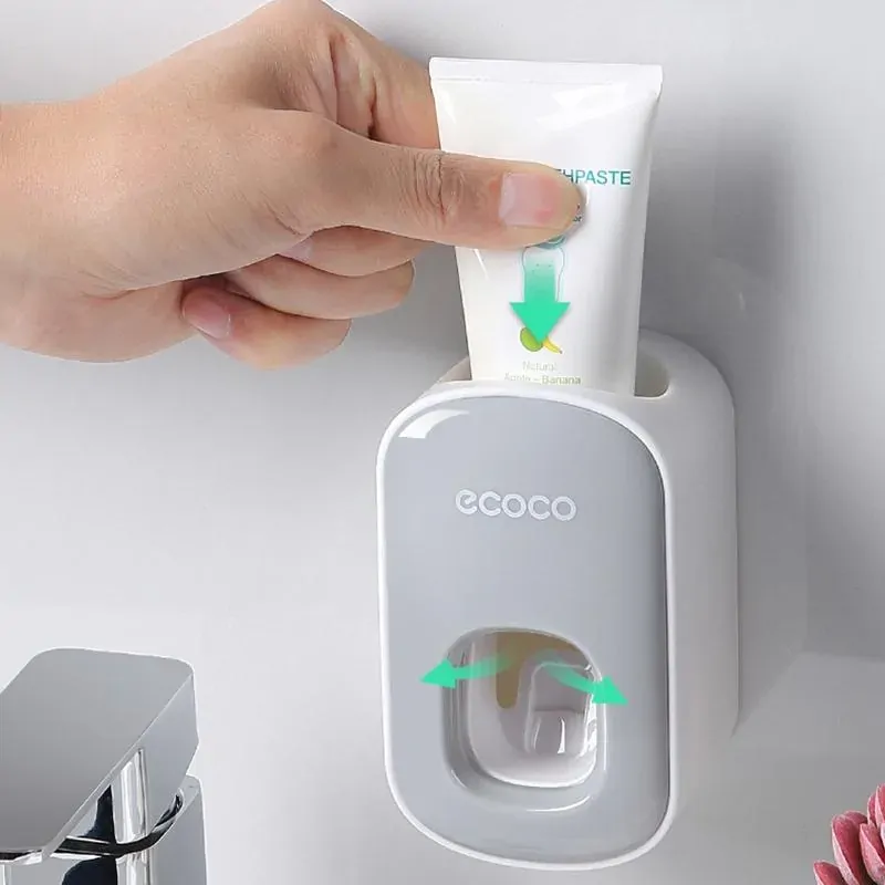 Ecoco Wall mount auto ands Free Toothpaste Dispenser Automatic Toothpaste Squeezer Bathroom Toothpaste Holder Price