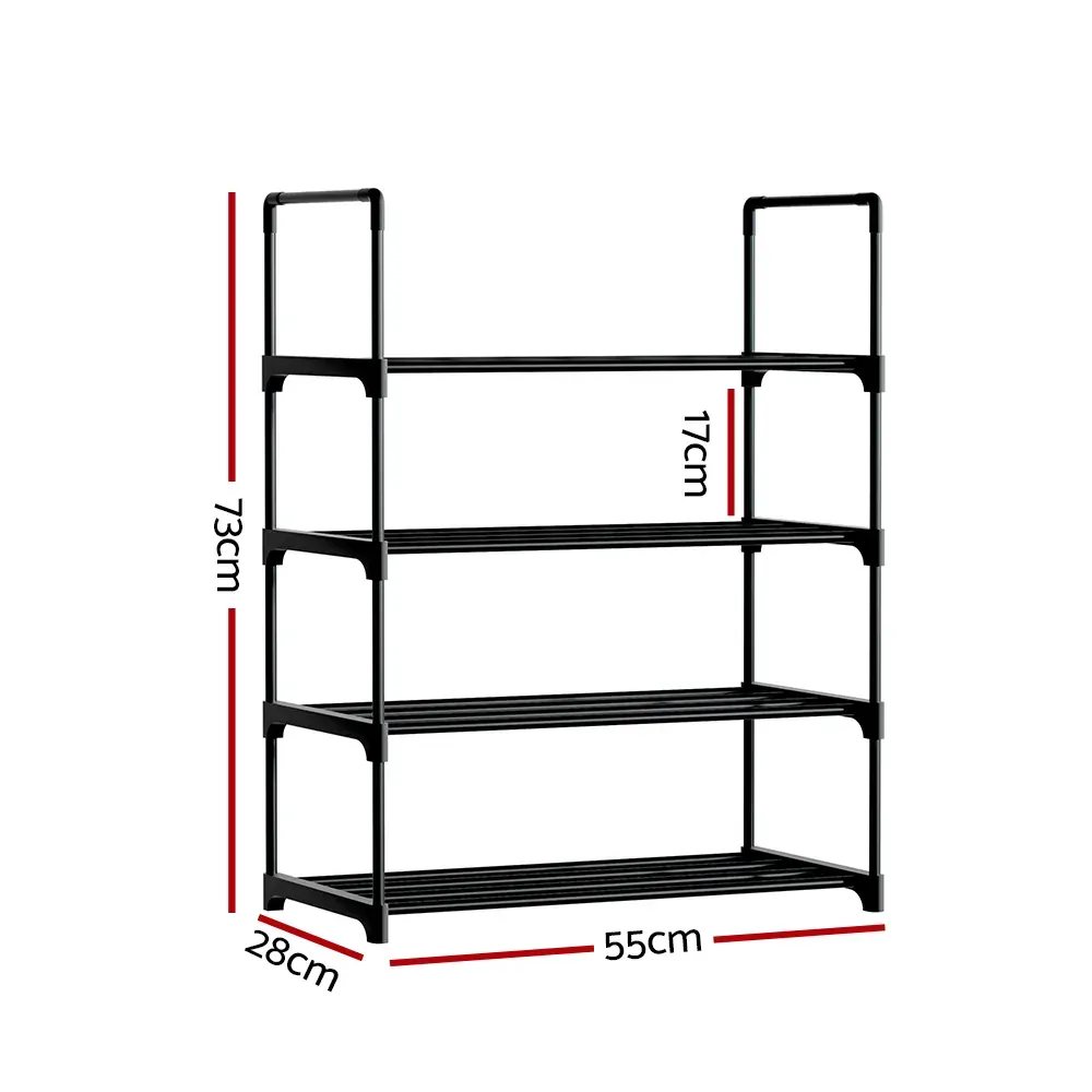 Shoe Rack Stackable Shelves 4 Tiers Shoes Storage Stand Black Price