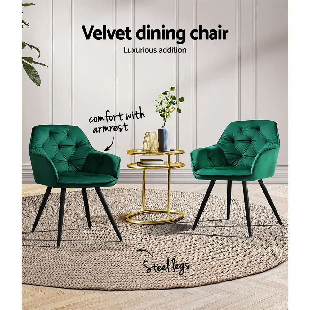 Set of 2 Calivia Dining Chairs Kitchen Chairs Upholstered Velvet Price