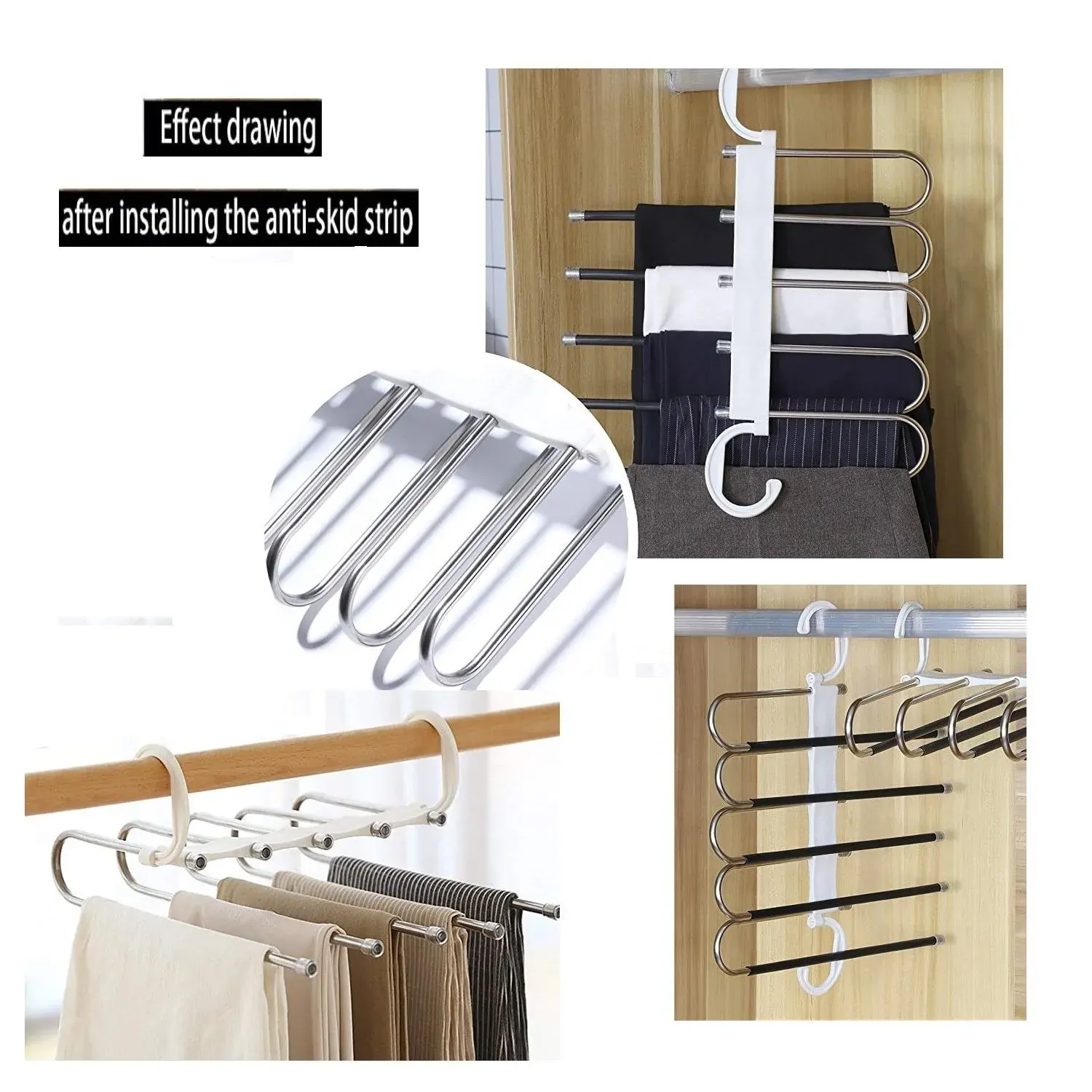 2 Pack Adjustable Multi-Layer Pants Hanger for Wardrobe and Home Storage (White) Price