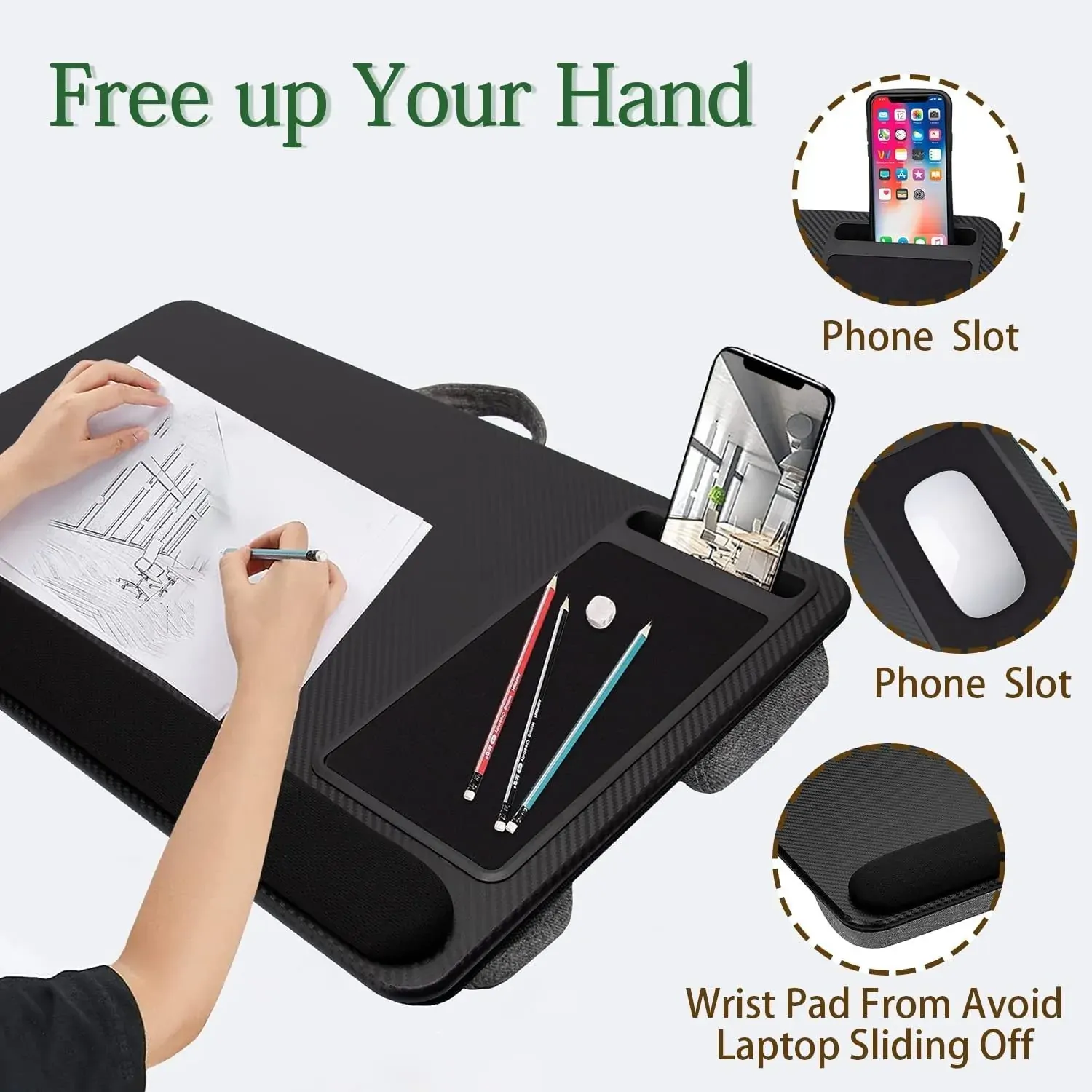 Portable Laptop Desk with Device Ledge, Mouse Pad and Phone Holder for Home Office Price