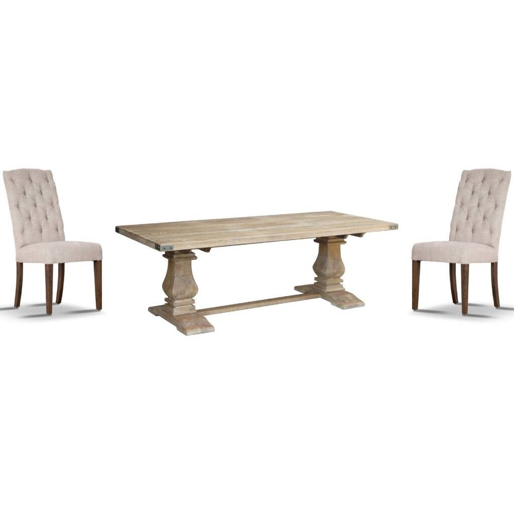 Gloriosa Dining Set Table 10 Beige Chair Mango Wood - Honey Wash Price