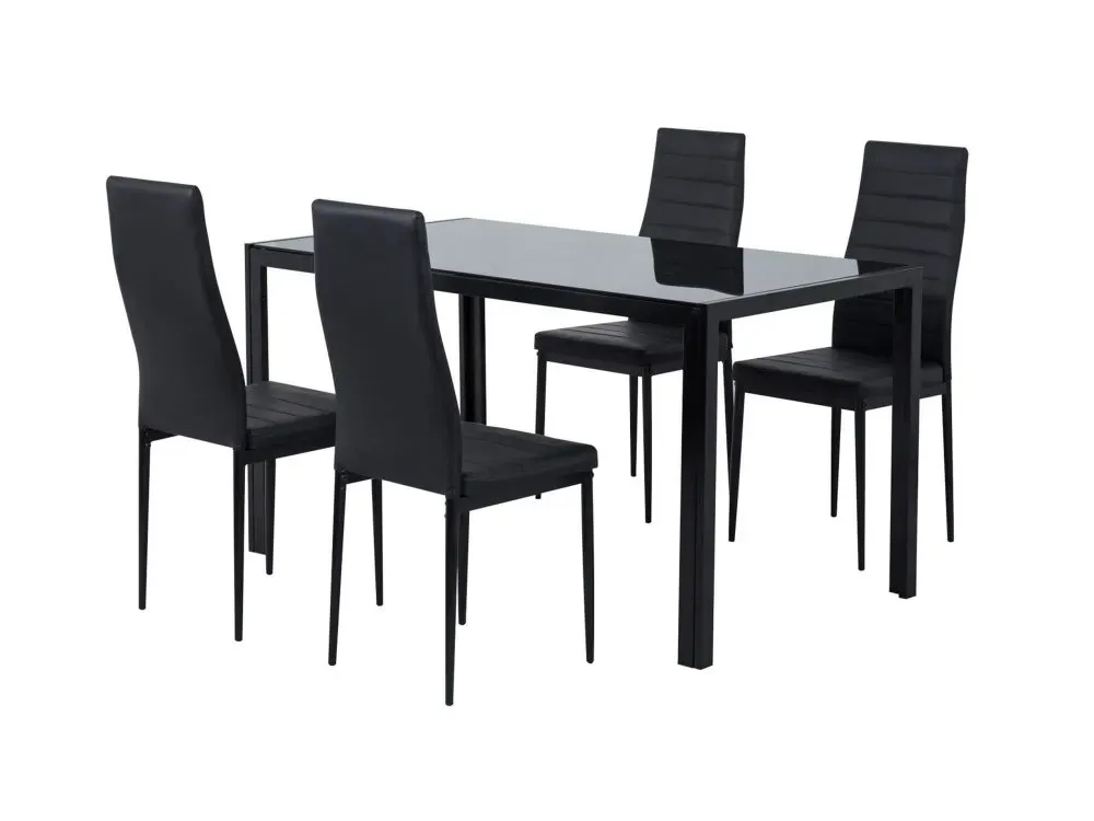 5PC Indoor Dining Table and Chairs Dinner Set Glass Leather Kitchen Price