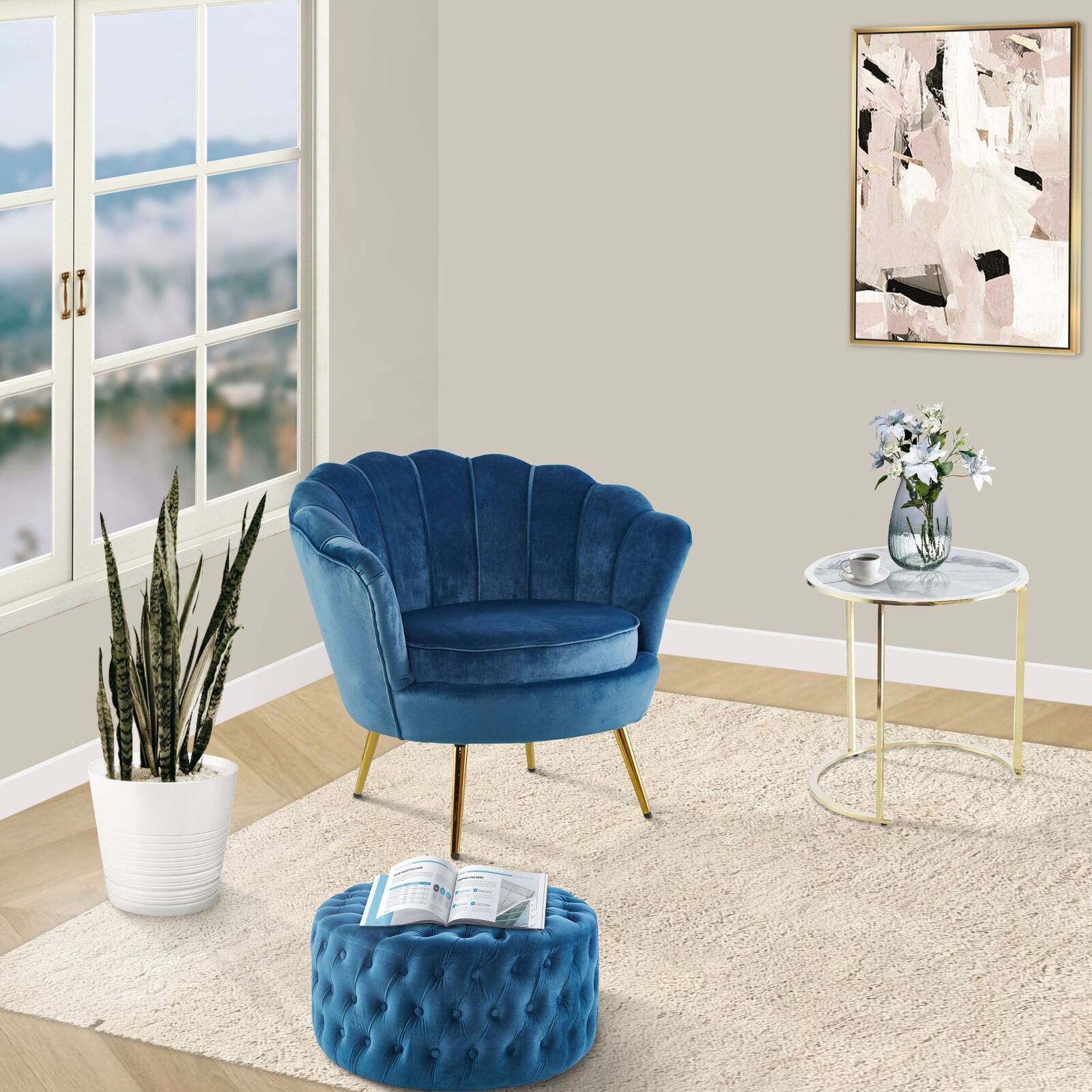 Bloomer Velvet Fabric Accent Sofa Love Chair Price