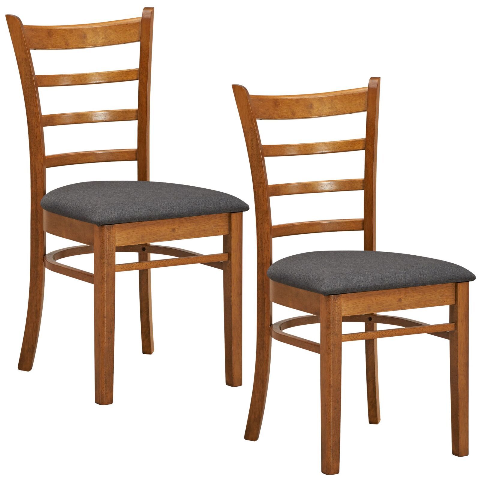 Linaria Dining Chair Crossback Solid Rubber Wood Fabric Seat - Walnut Price
