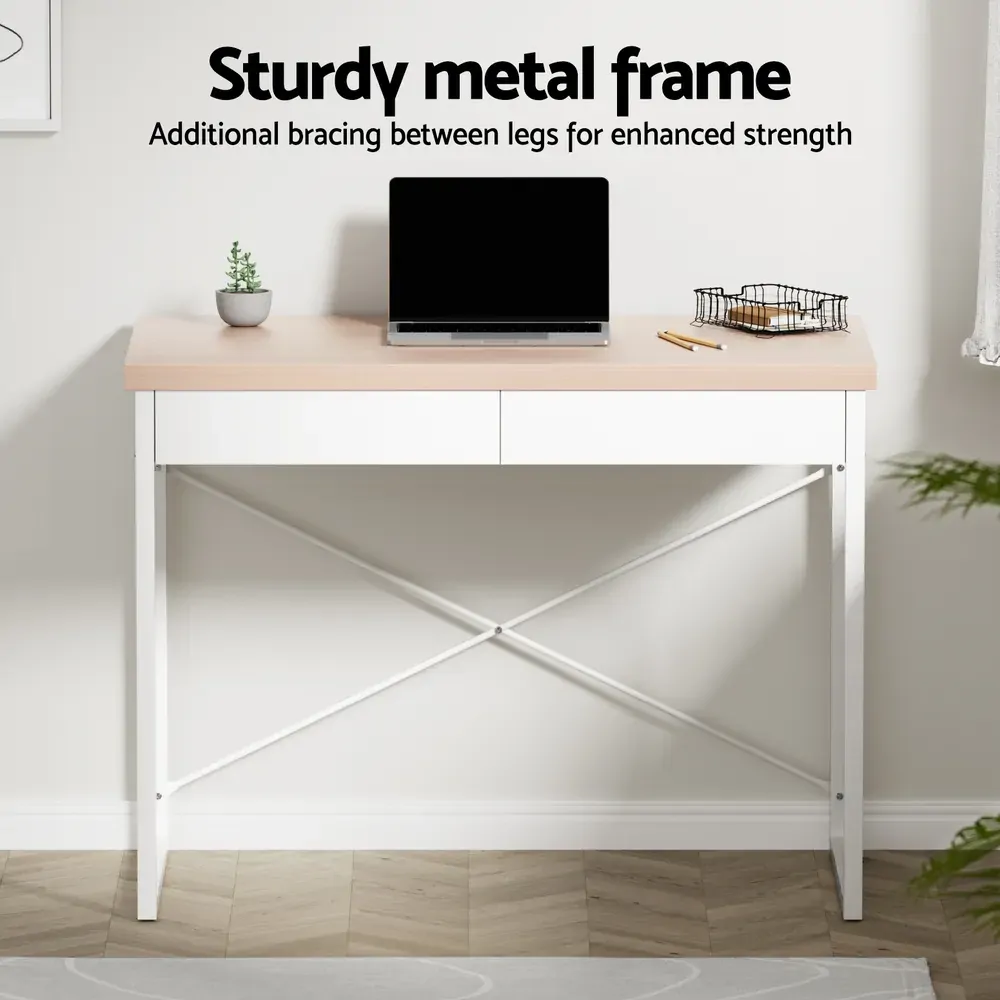 Metal Desk with Drawer - Wooden Top Price