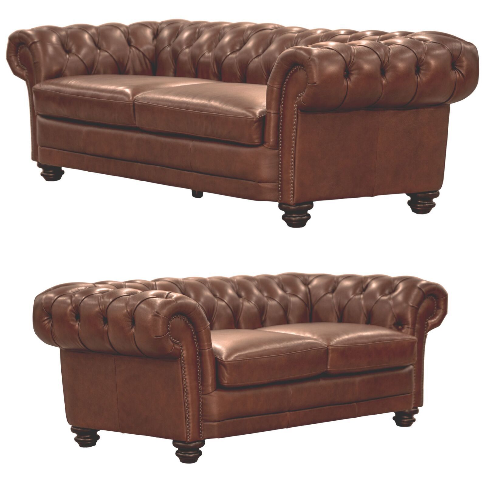 Brandermill Genuine Leather Sofa Chestfield Lounge Couch - Butterscotch Price