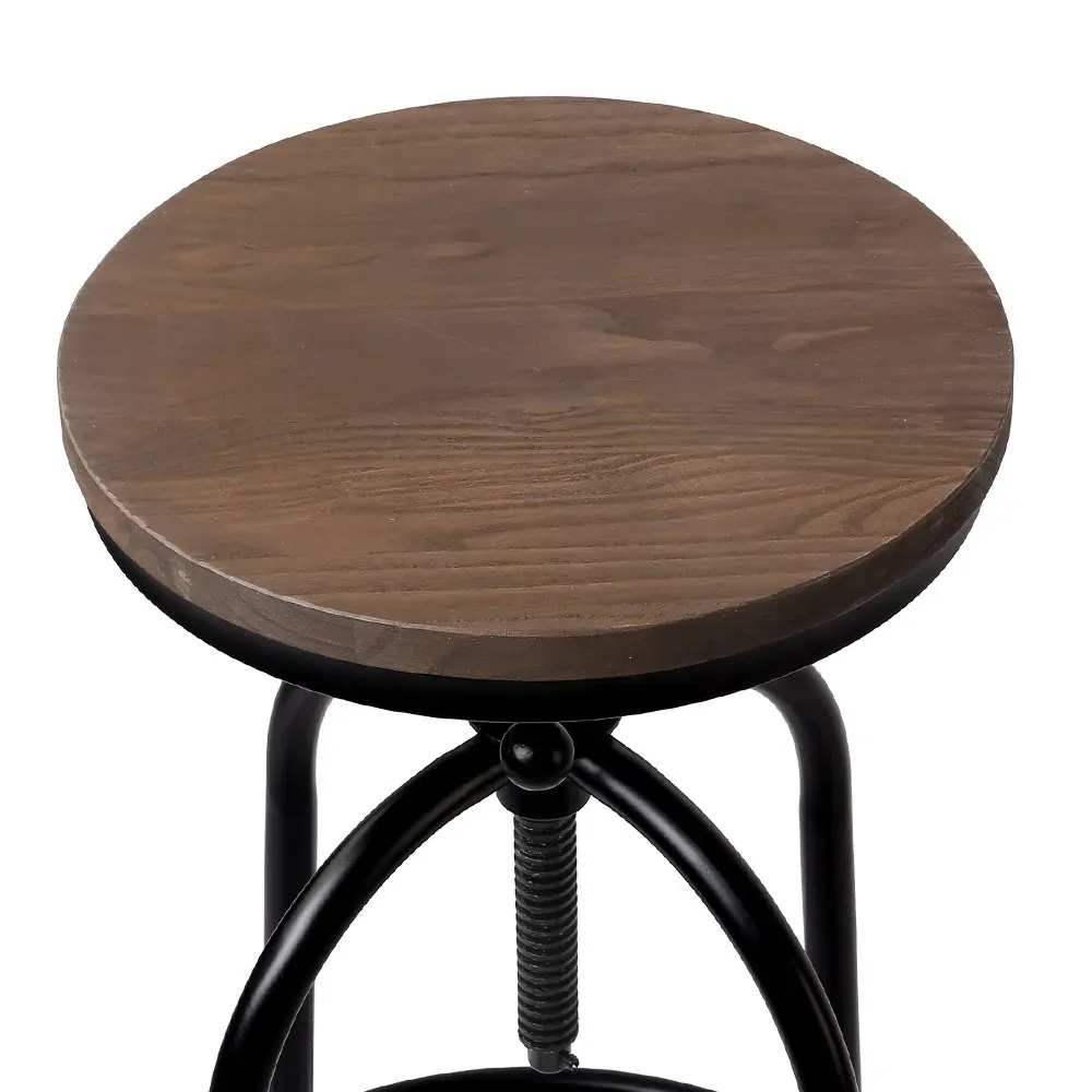 Bar Stool Industrial Round Seat Wood Metal - Black and Brown Price