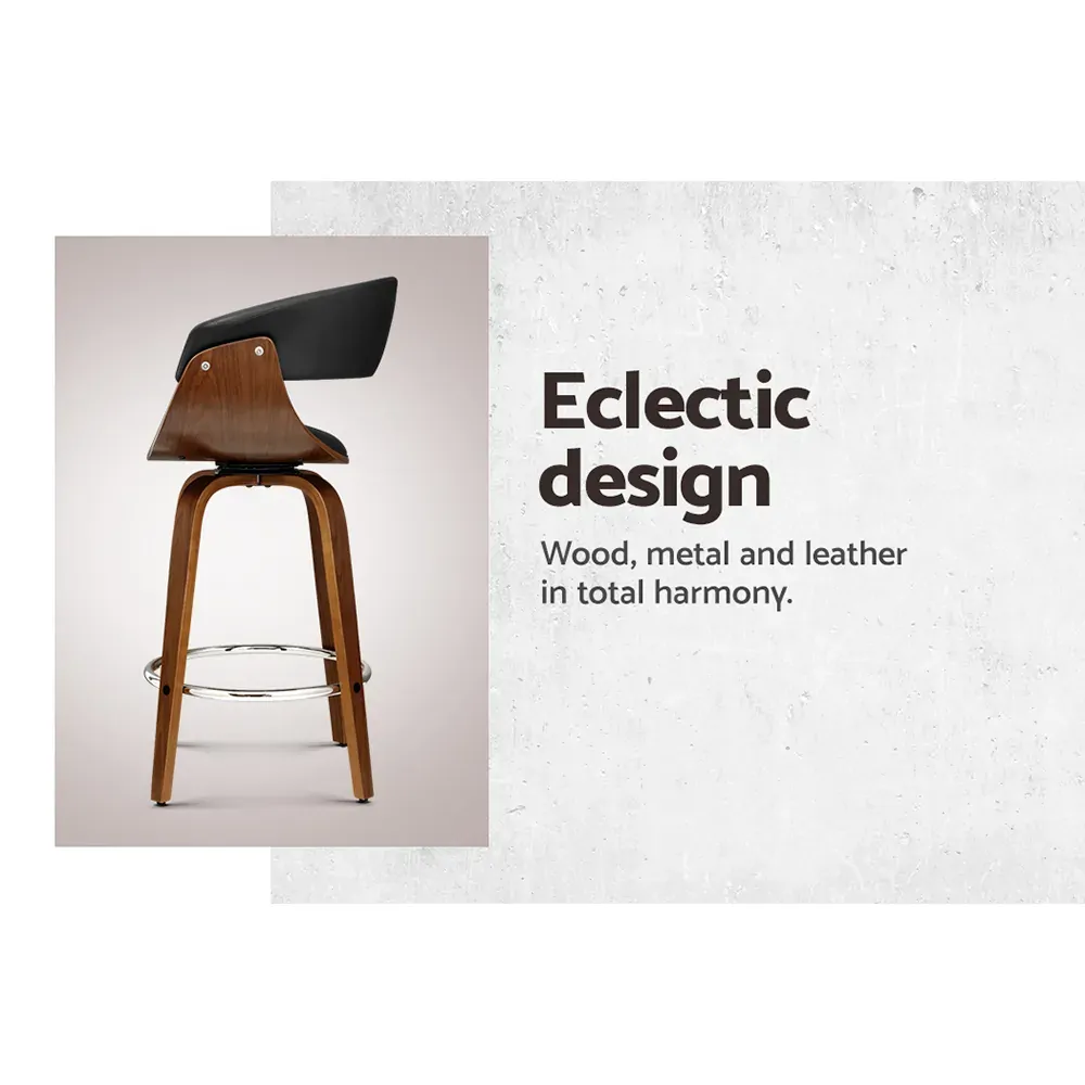 Swivel PU Leather Bar Stool - Wood and Black Price