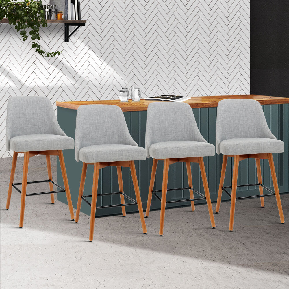 Wooden Fabric Bar Stools Square Footrest Price