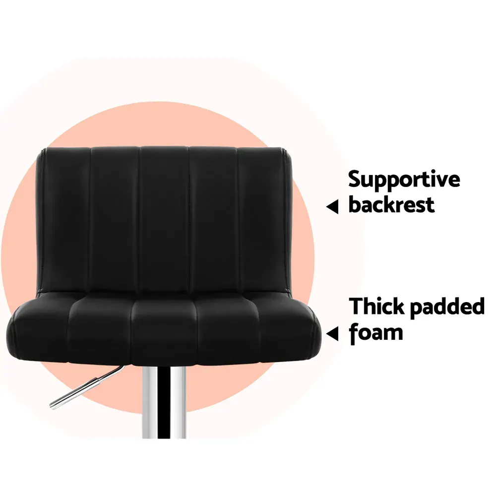Line Style PU Leather Bar Stools - Black Price