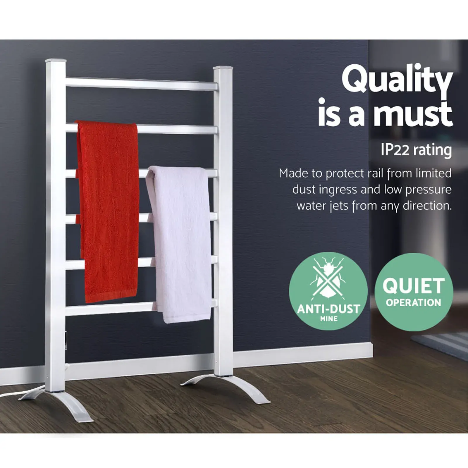 Electric Heated Towel Rail Rails Warmer Rack Aluminium Price