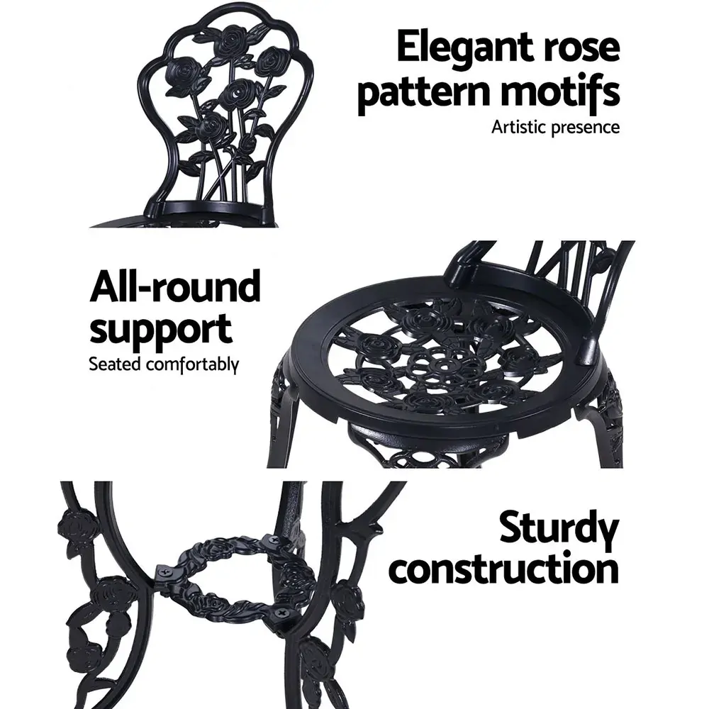 3PC Outdoor Setting Cast Aluminium Bistro Table Chair Patio Price