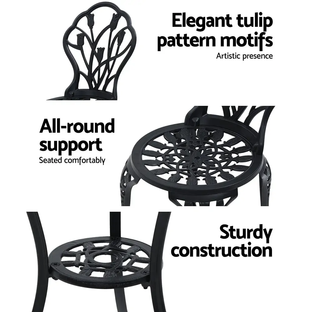 3PC Outdoor Setting Cast Aluminium Bistro Table Chair Patio Price