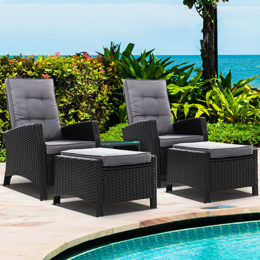 Outdoor Setting Recliner Chair Table Set Wicker lounge Patio Furniture Price