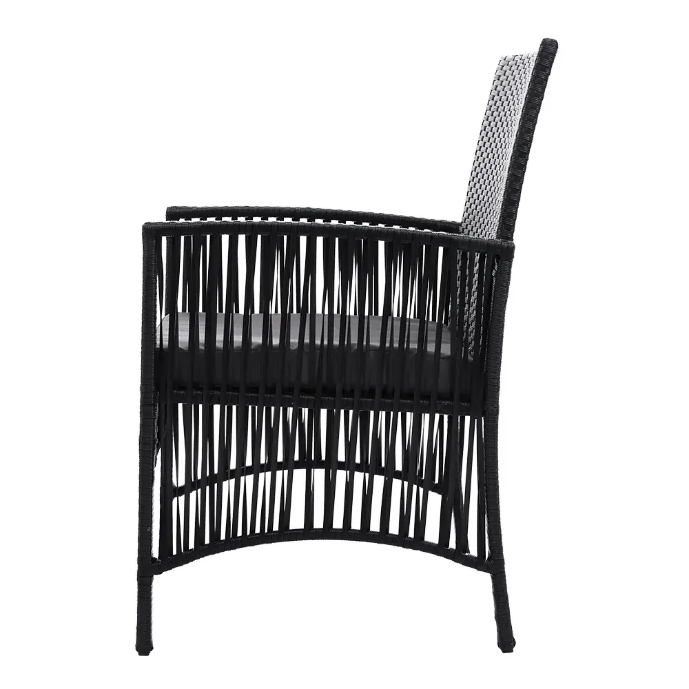 Outdoor Furniture Dining Chairs Wicker Garden Patio Cushion Black Gardeon Price