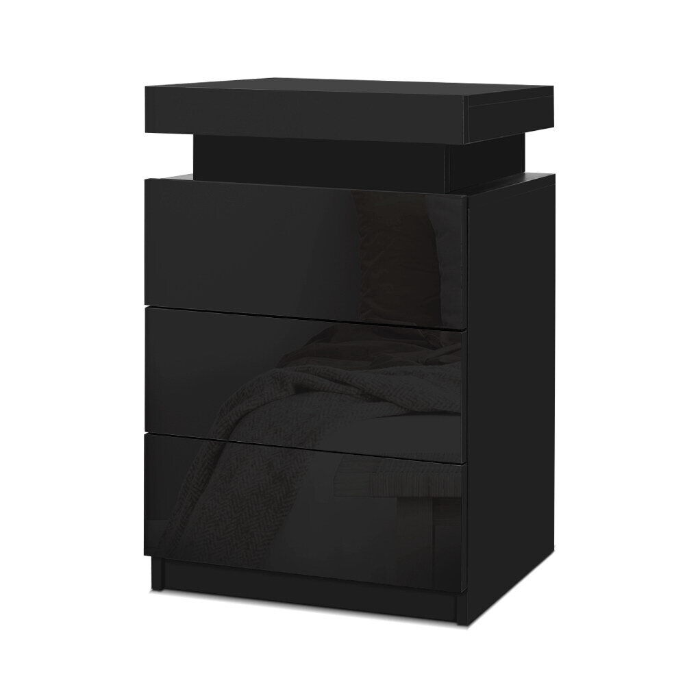 Eastbourne Bedside Tables Side Table Drawers RGB LED High Gloss Nightstand Price