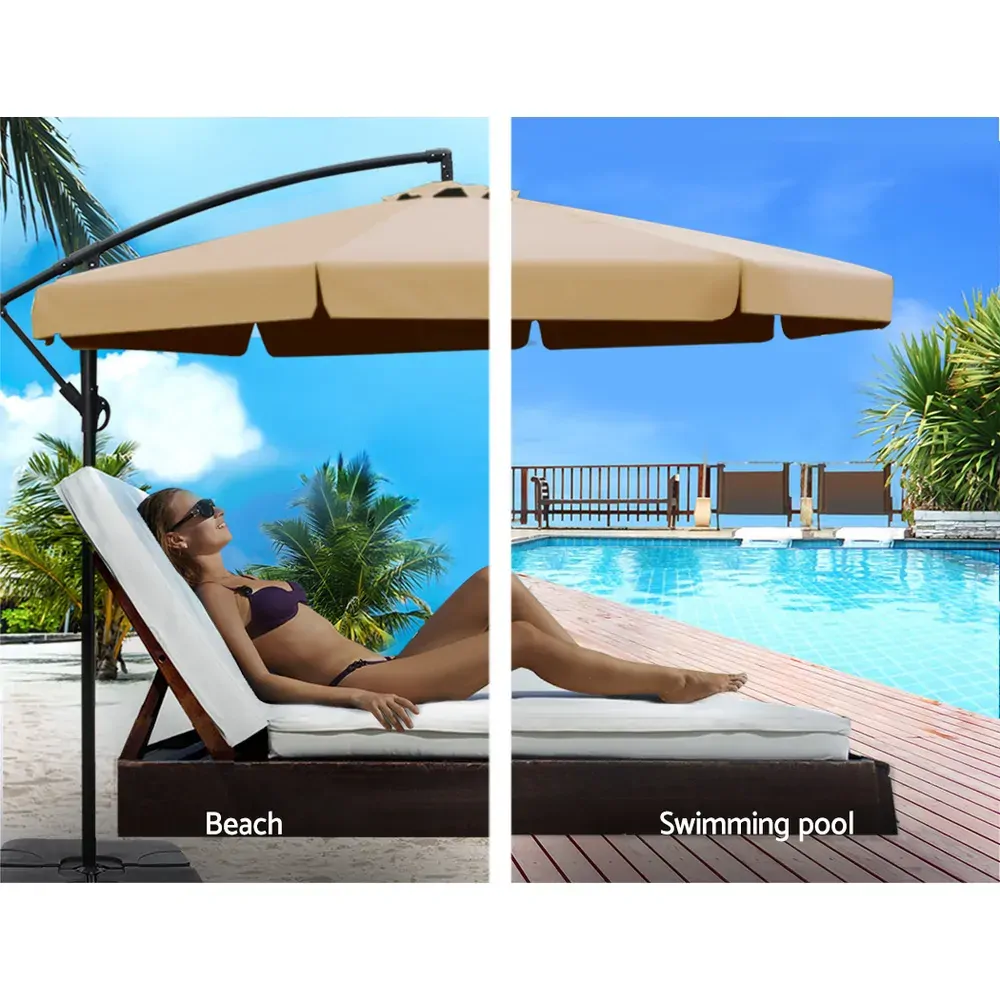 3M Umbrella with 50x50cm Base Outdoor Umbrellas Cantilever Patio Sun Beach UV Price