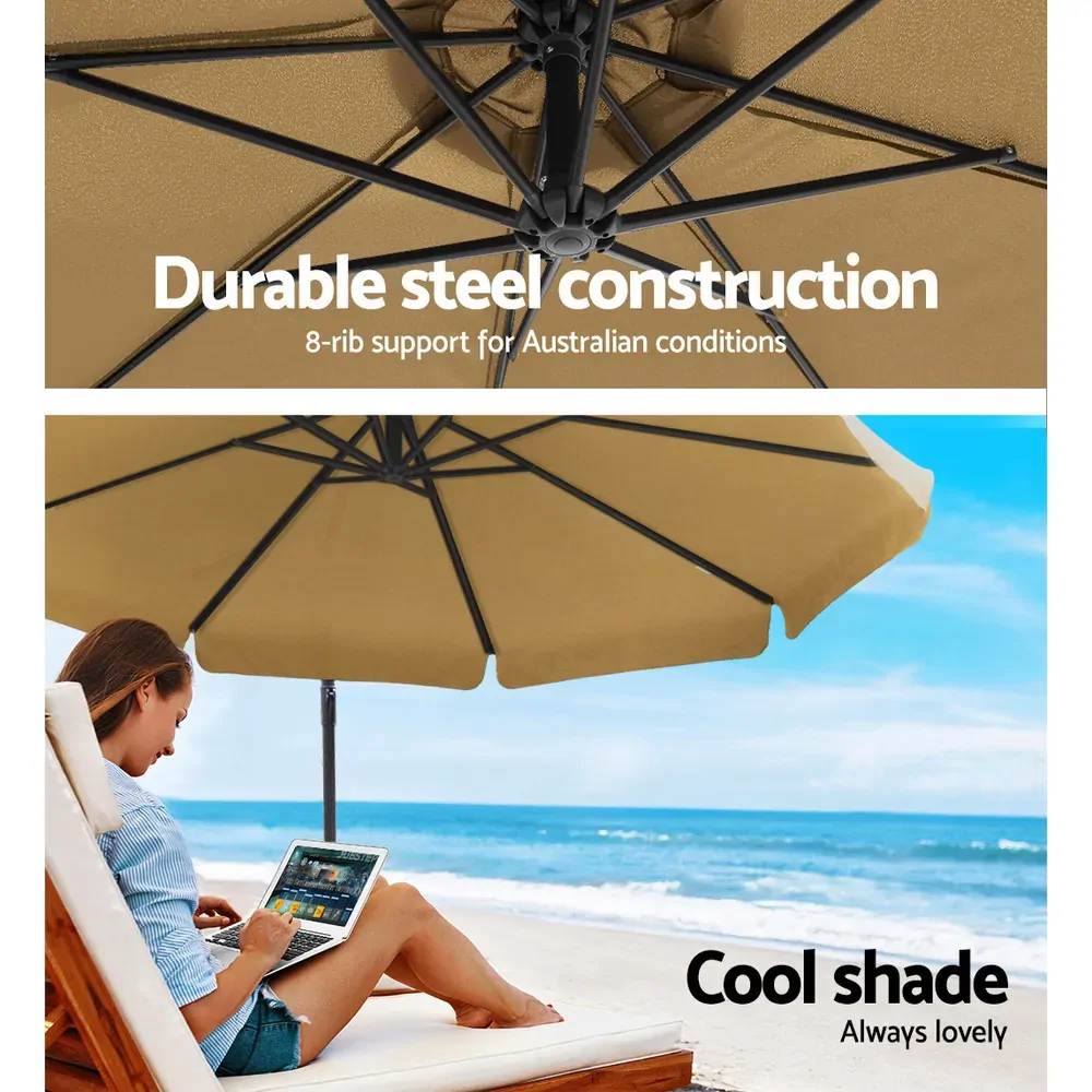 3M Umbrella with 48x48cm Base Outdoor Umbrellas Cantilever Sun Beach UV Price