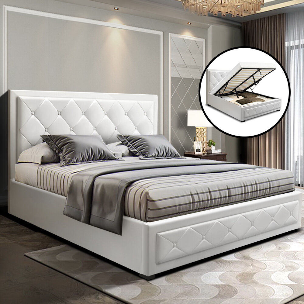 Antonio Bed Frame Fabric Gas Lift Storage Price