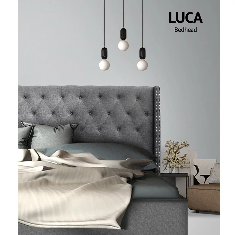 Bed Head Headboard Bedhead Fabric Frame Base Grey LUCA Price