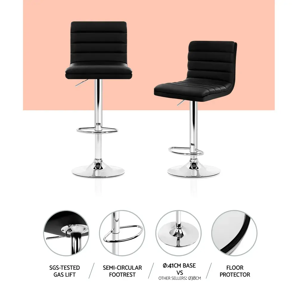 Set of 4 PU Leather Lined Pattern Bar Stools- Chrome Price