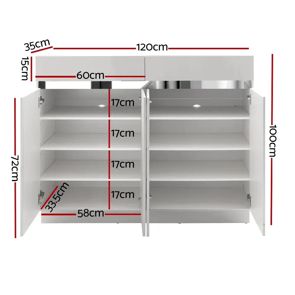 120cm Shoe Cabinet Shoes Storage Rack High Gloss Cupboard Drawers Price
