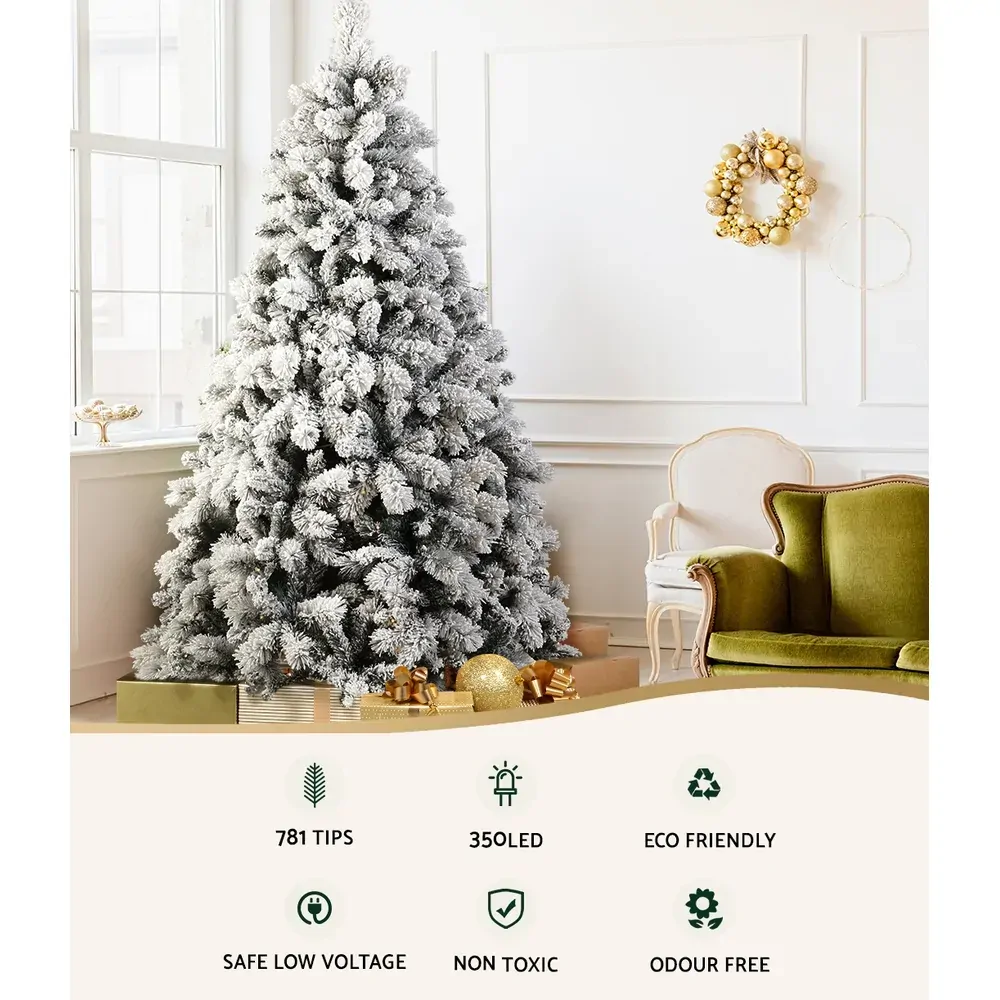 Jingle Jollys Christmas Tree Xmas Tree with LED Lights Snowy Tips Price
